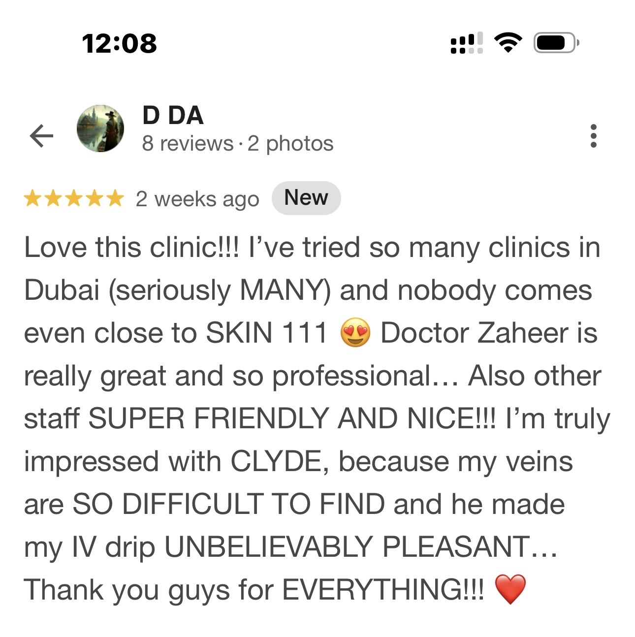 Patient review screenshot by D DA