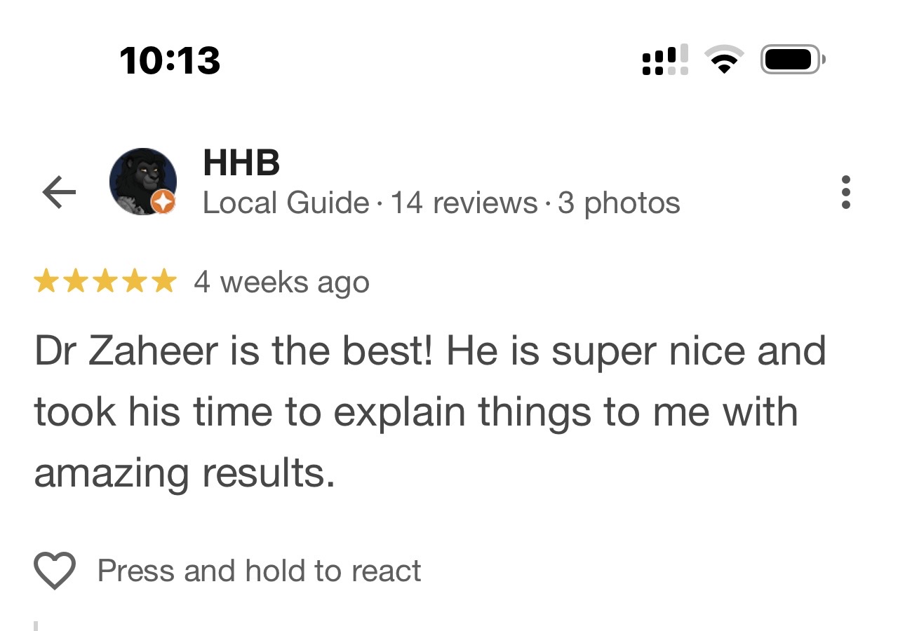 Patient review screenshot by HHB