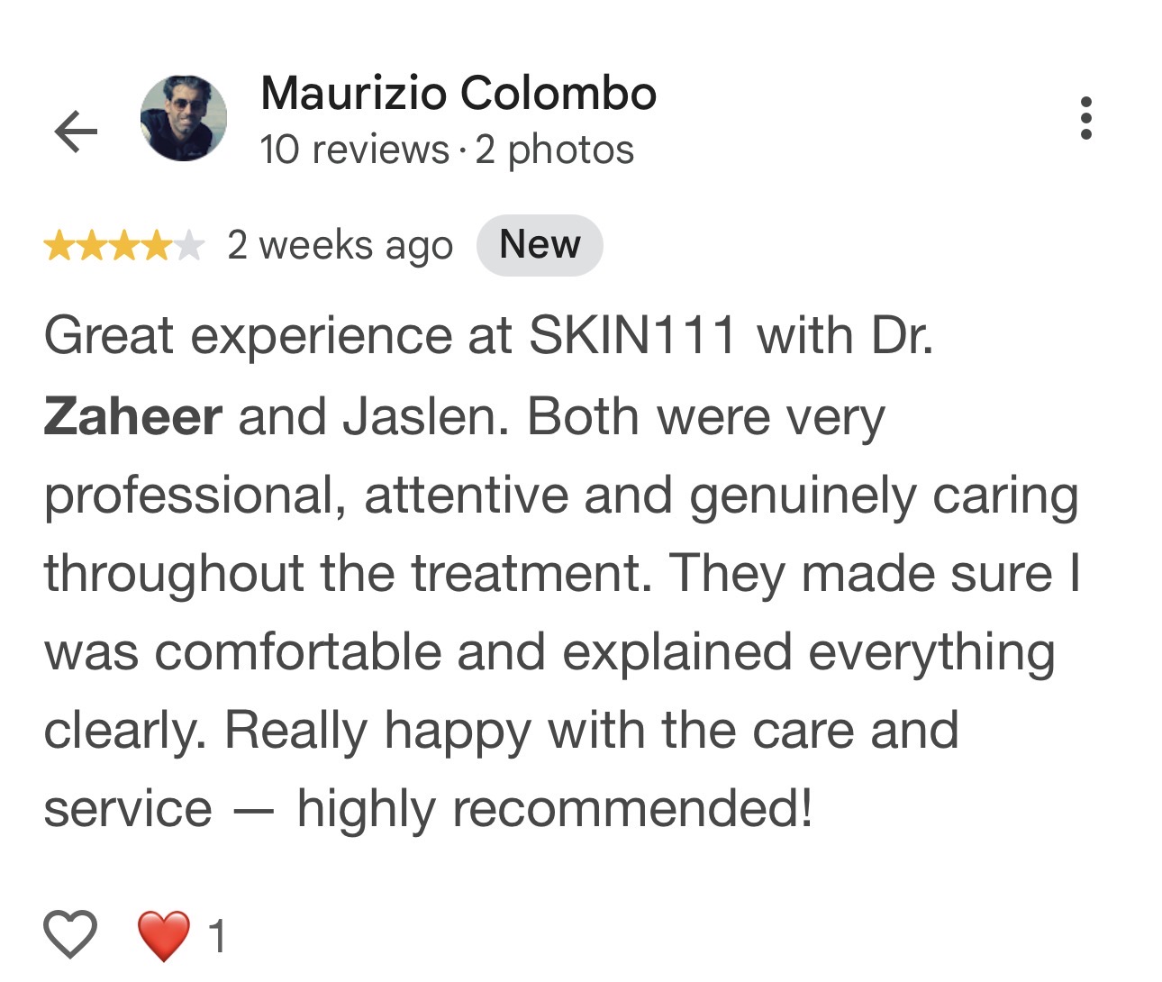 Patient review screenshot by Maurizio Colombo