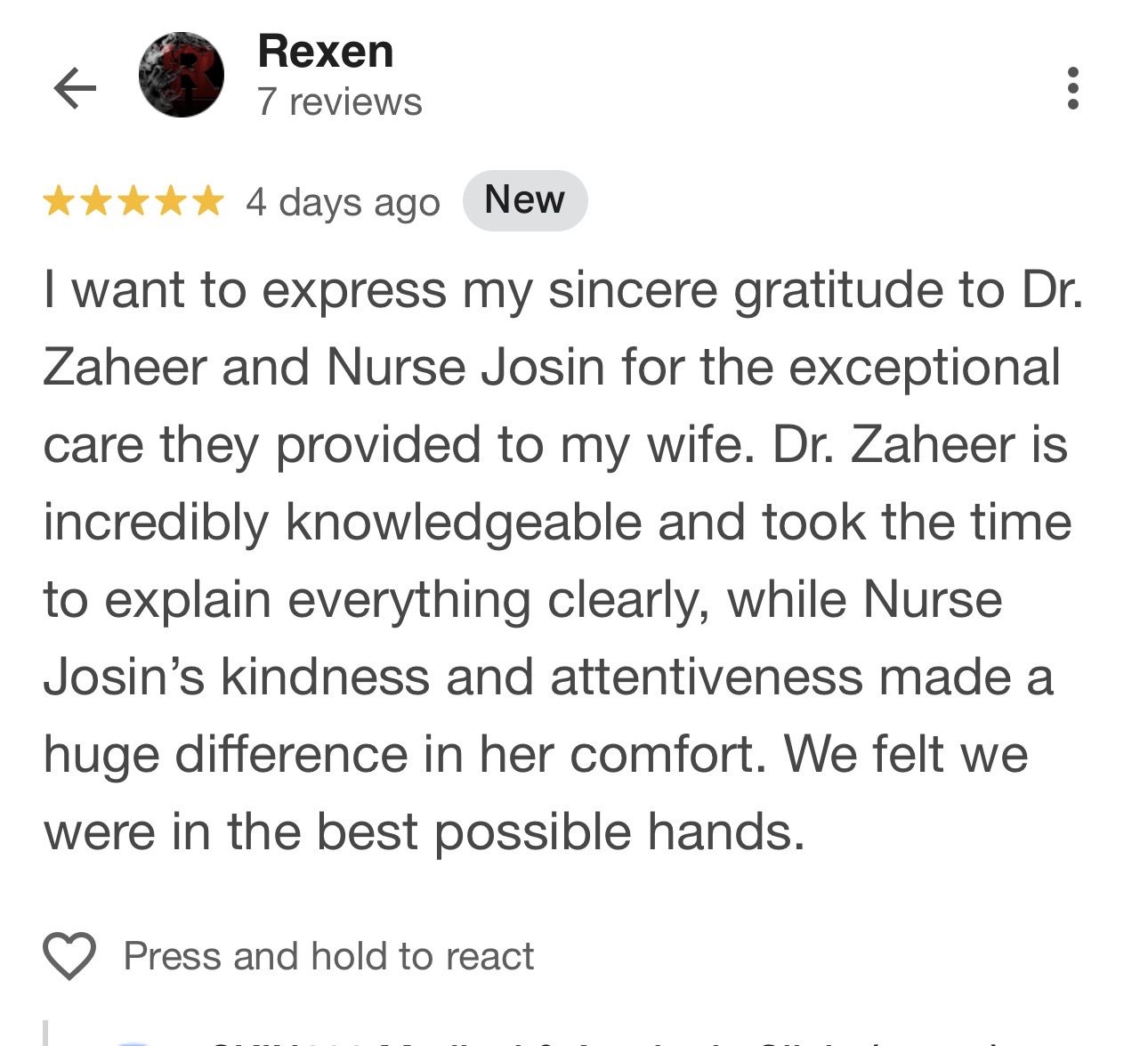Patient review screenshot by Rexen
